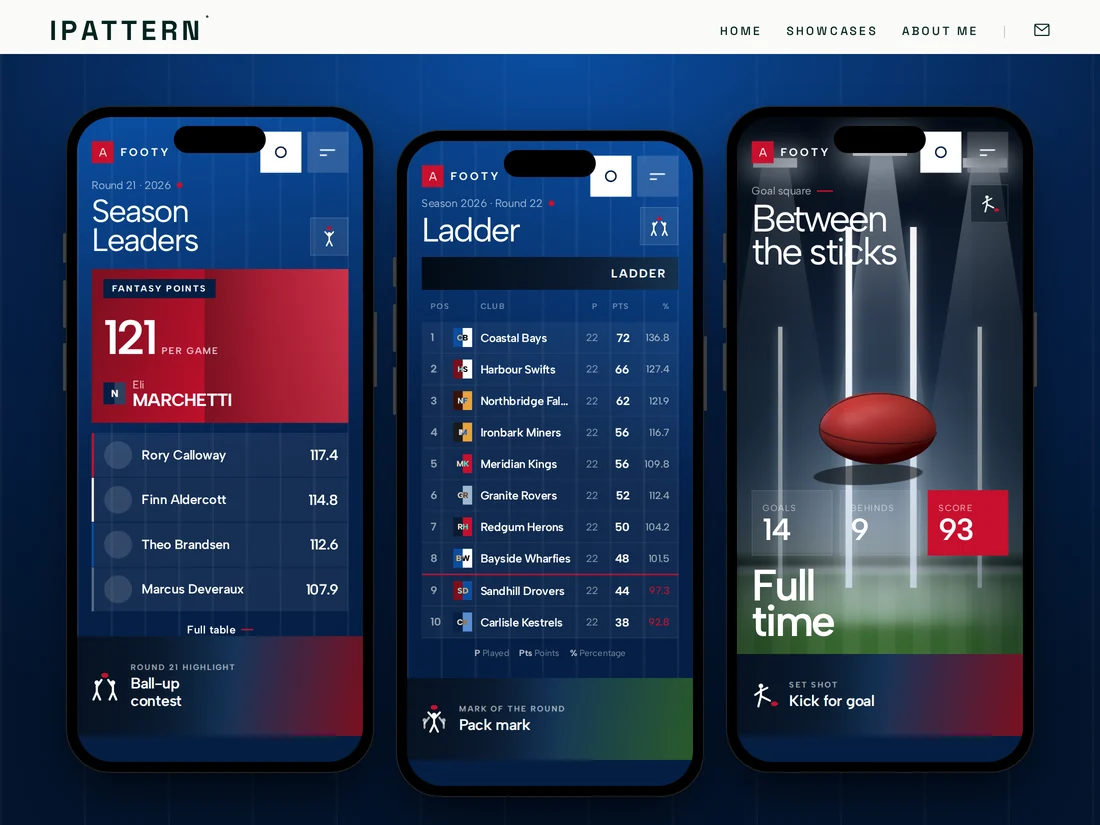Footy app goal-square screen — WebGL ball between the posts